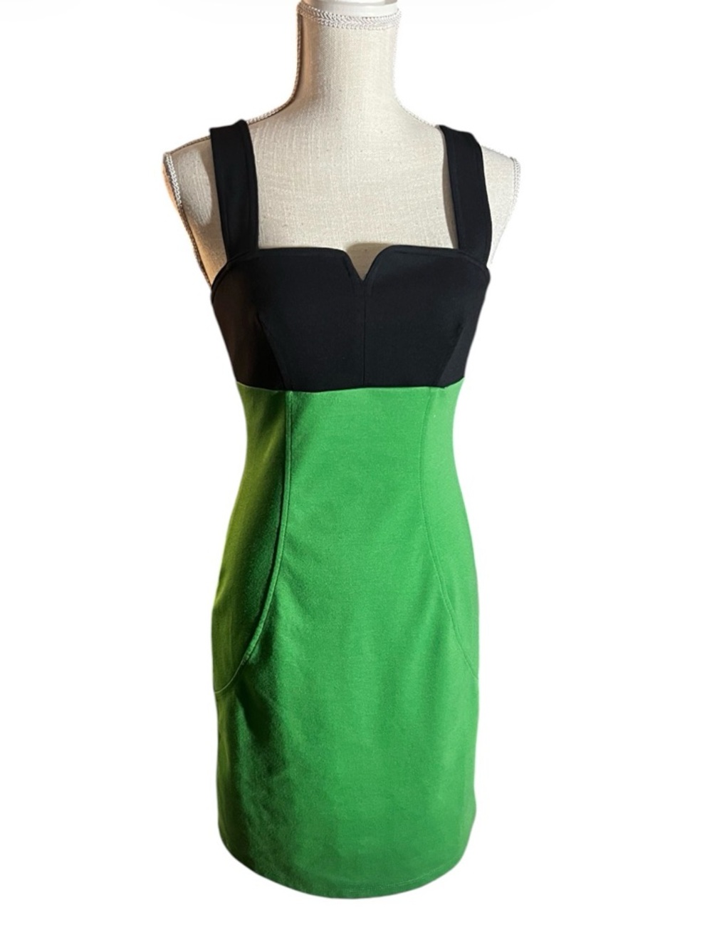 Derek Lam Black and Green Colorblock mini  Dress